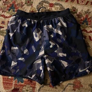 Men’s Flex 7” Nike Running Shorts Blue / Indigo Camo Medium Excellent Condition